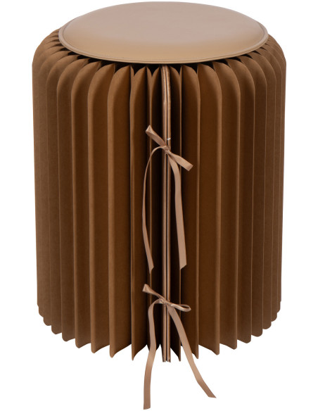 Tabouret pouf original pliant en Papier Marron camel Origia - 4