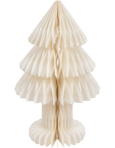 Sapin de Noël déco pliable Hauteur 40 cm en Papier Blanc cassé Papyria - 1