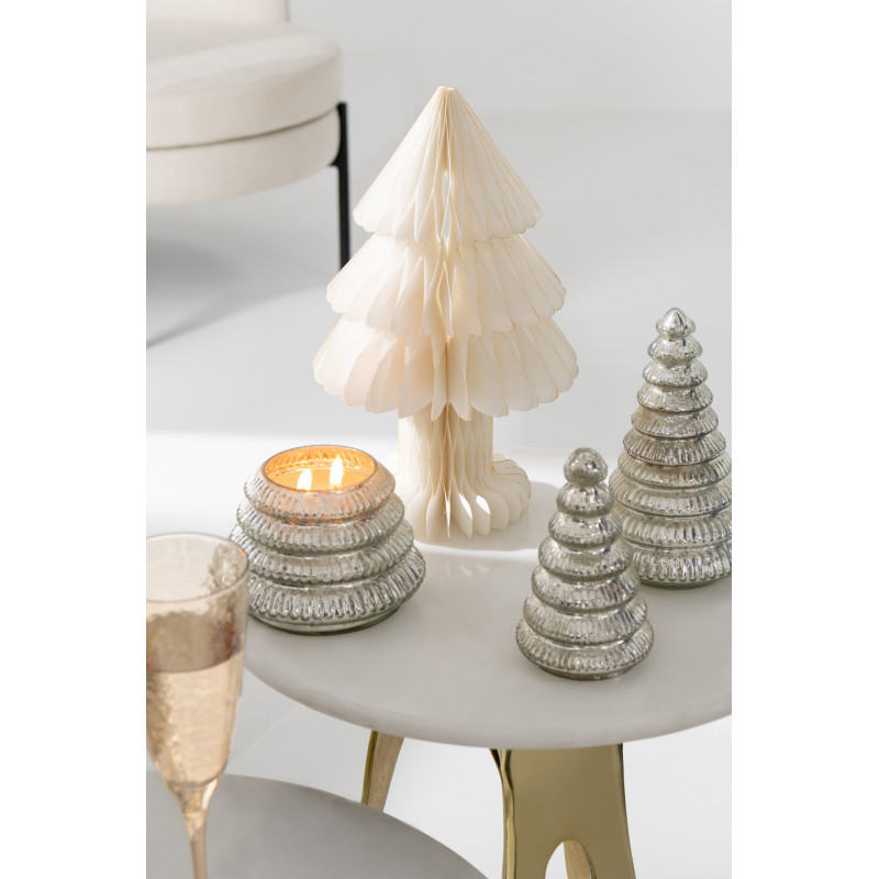 Sapin de Noël déco pliable Hauteur 40 cm en Papier Blanc cassé Papyria - 2