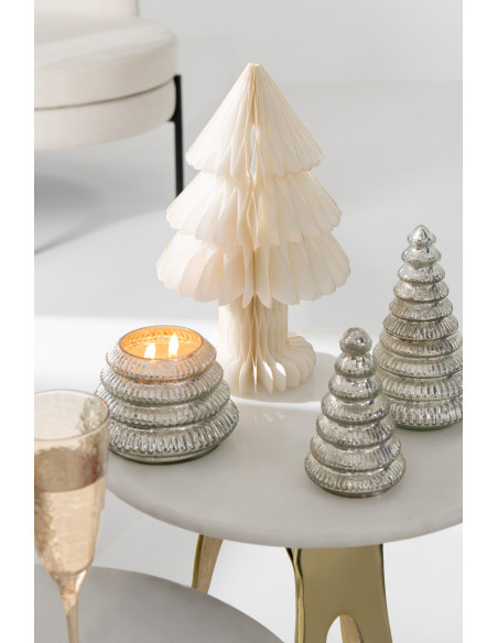 Sapin de Noël déco pliable Hauteur 40 cm en Papier Blanc cassé Papyria - 2