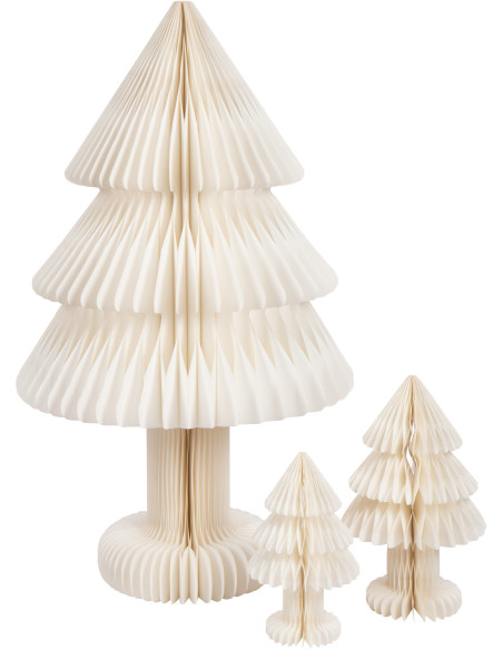 Grand Sapin de Noël XL déco pliable Hauteur 100 cm en Papier Blanc cassé Papyria - 2