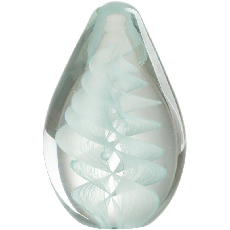 Sulfure Ovale Spirale Spyro en Verre Bleu cyan 12 cm - 1