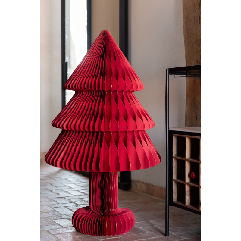 Grand Sapin de Noël XL déco pliable Hauteur 100 cm en Papier Rouge Papyria - 2