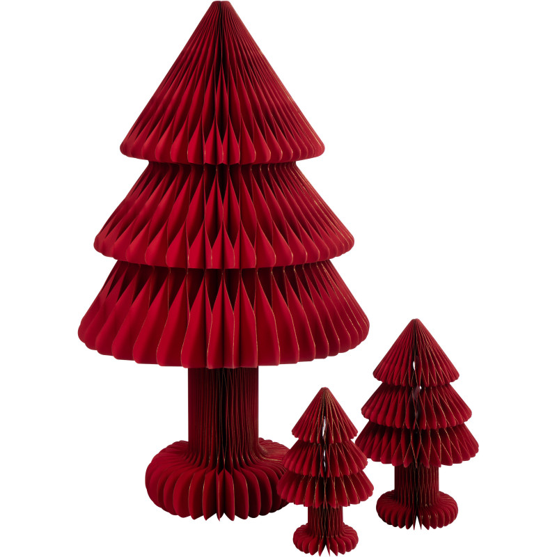 Grand Sapin de Noël XL déco pliable Hauteur 100 cm en Papier Rouge Papyria - 3