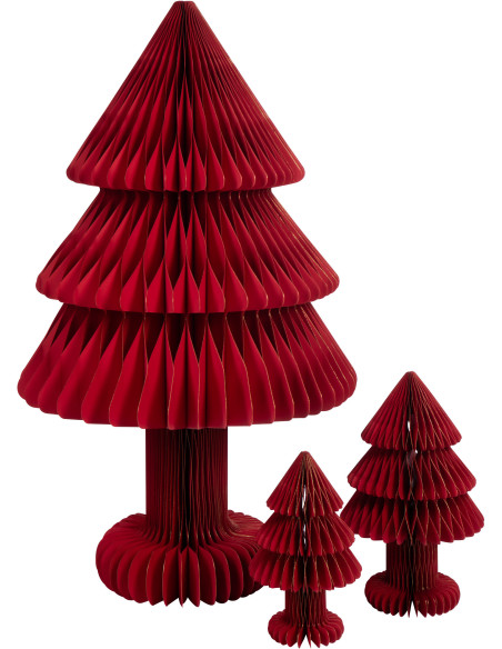 Grand Sapin de Noël XL déco pliable Hauteur 100 cm en Papier Rouge Papyria - 3
