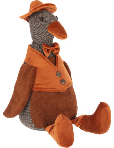 Grand Cale porte Bloque porte original Canard assis Hauteur 37 cm en Marron foncé Marron rouille Colvick Tissu - 1