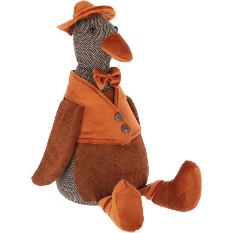 Grand Cale porte Bloque porte original Canard assis Hauteur 37 cm en Marron foncé Marron rouille Colvick Tissu - 1