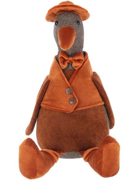 Grand Cale porte Bloque porte original Canard assis Hauteur 37 cm en Marron foncé Marron rouille Colvick Tissu - 2