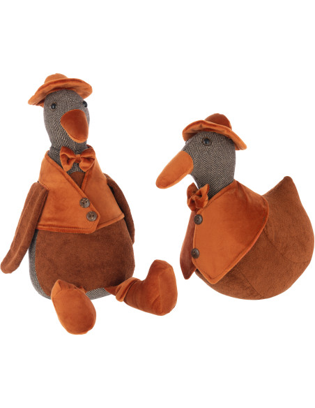 Grand Cale porte Bloque porte original Canard assis Hauteur 37 cm en Marron foncé Marron rouille Colvick Tissu - 3