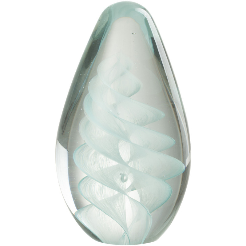 Sulfure Ovale Spirale Spyro en Verre Bleu cyan 15 cm - 1