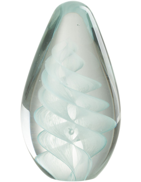 Sulfure Ovale Spirale Spyro en Verre Bleu cyan 15 cm - 1