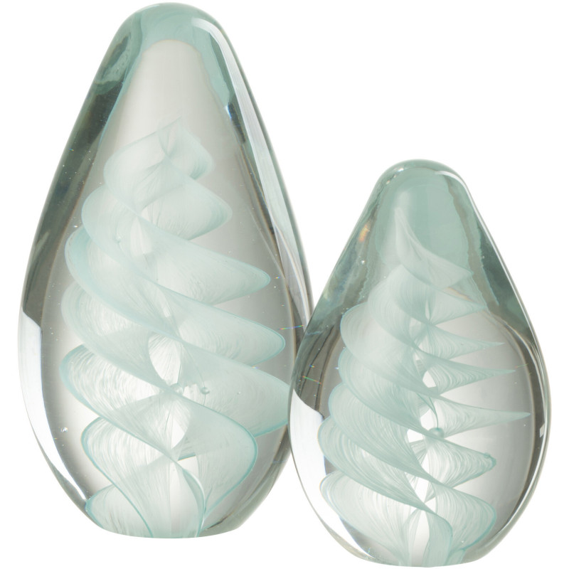 Sulfure Ovale Spirale Spyro en Verre Bleu cyan 15 cm - 2