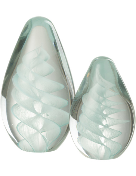 Sulfure Ovale Spirale Spyro en Verre Bleu cyan 15 cm - 2