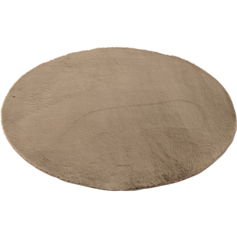 Petit Tapis poils courts Rond 150x150 en Tissu Taupe Cutie - 1