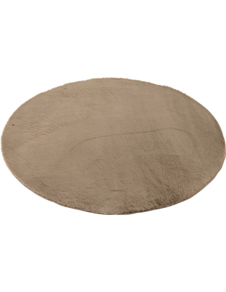 Petit Tapis poils courts Rond 150x150 en Tissu Taupe Cutie - 1
