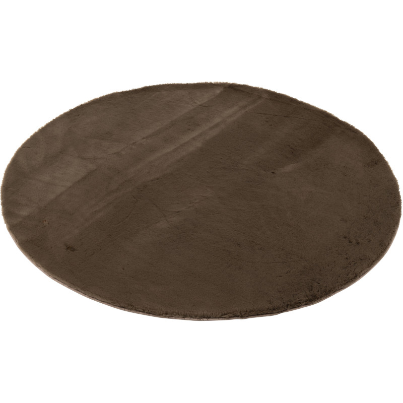 Petit Tapis poils courts Rond 150x150 en Tissu Marron foncé Cutie - 1