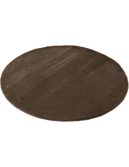 Petit Tapis poils courts Rond 150x150 en Tissu Marron foncé Cutie - 1