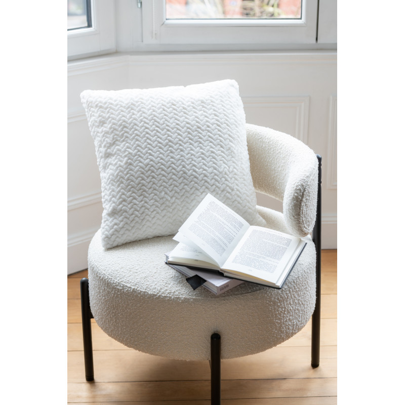 Coussin moderne chic Carré 45x45 en Tissu Blanc Motif chevrons Arista - 2