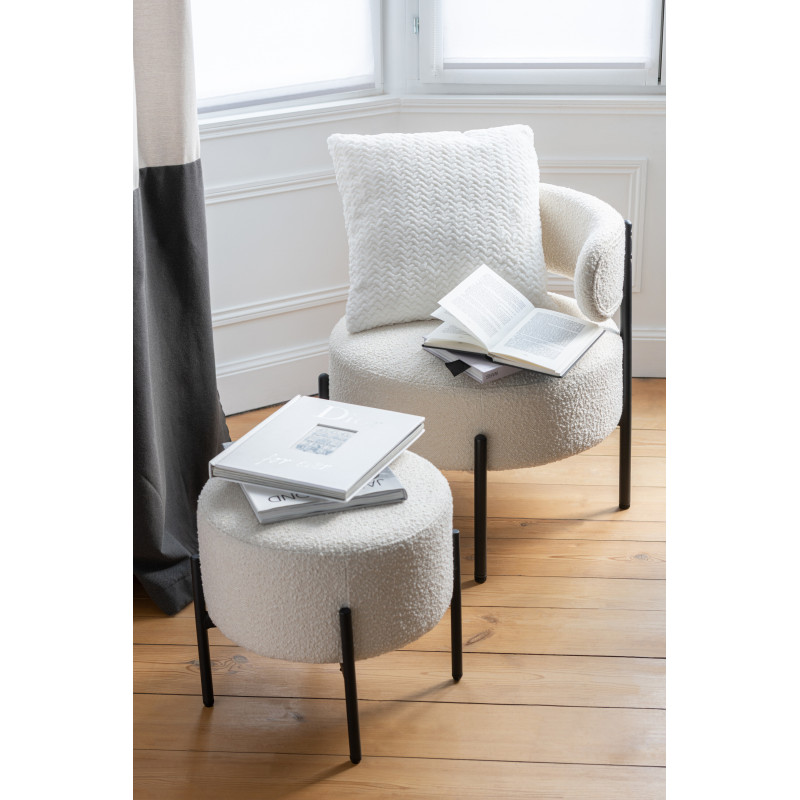 Coussin moderne chic Carré 45x45 en Tissu Blanc Motif chevrons Arista - 4