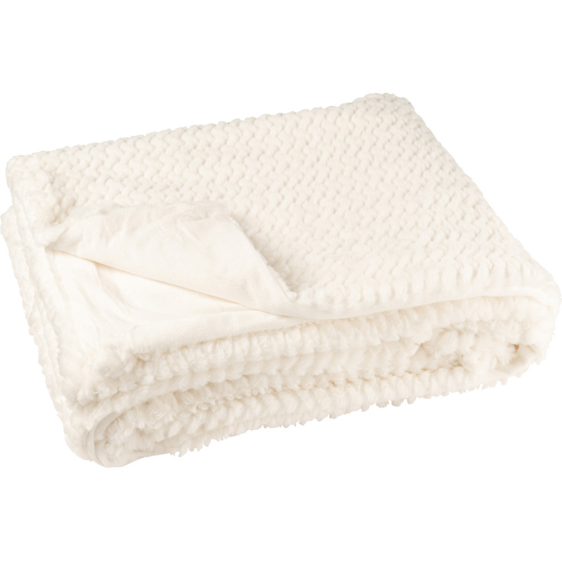 Plaid moderne chic 130x180 en Tissu Blanc Motif chevrons Arista - 1