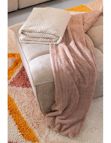 Plaid moderne chic 130x180 en Tissu Beige Motif chevrons Arista - 2