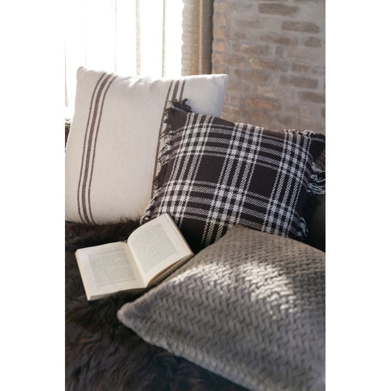 Coussin moderne chic Carré 45x45 en Tissu Marron foncé Motif chevrons Arista - 2