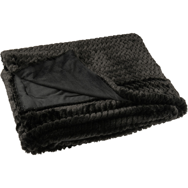 Plaid moderne chic 130x180 en Tissu Noir Motif chevrons Arista - 1