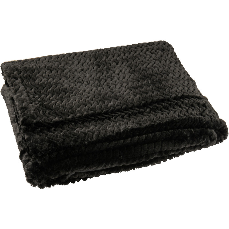 Plaid moderne chic 130x180 en Tissu Noir Motif chevrons Arista - 2