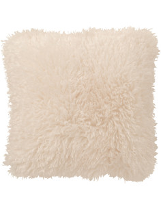 Coussin original Poils longs Carré 45x45 en Tissu Blanc Moutie - 1