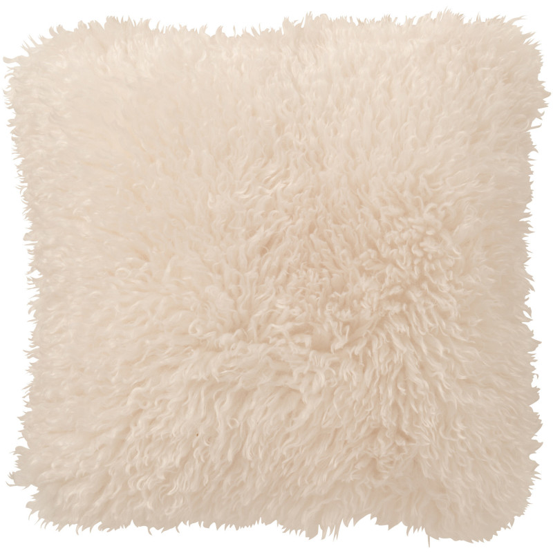 Coussin original Poils longs Carré 45x45 en Tissu Blanc Moutie - 1