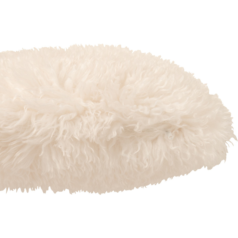 Coussin original Poils longs Carré 45x45 en Tissu Blanc Moutie - 2