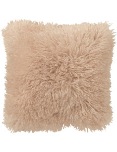 Coussin original Poils longs Carré 45x45 en Tissu Beige Moutie - 1