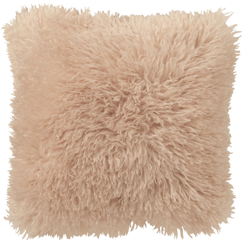 Coussin original Poils longs Carré 45x45 en Tissu Beige Moutie - 1