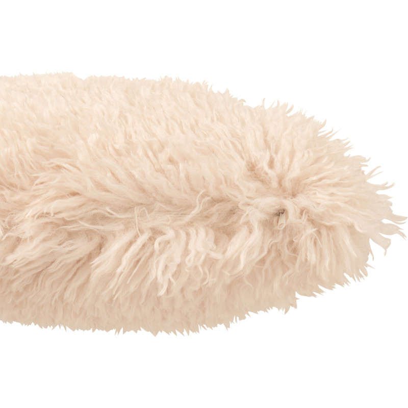 Coussin original Poils longs Carré 45x45 en Tissu Beige Moutie - 2