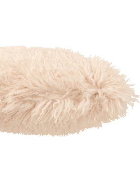 Coussin original Poils longs Carré 45x45 en Tissu Beige Moutie - 2