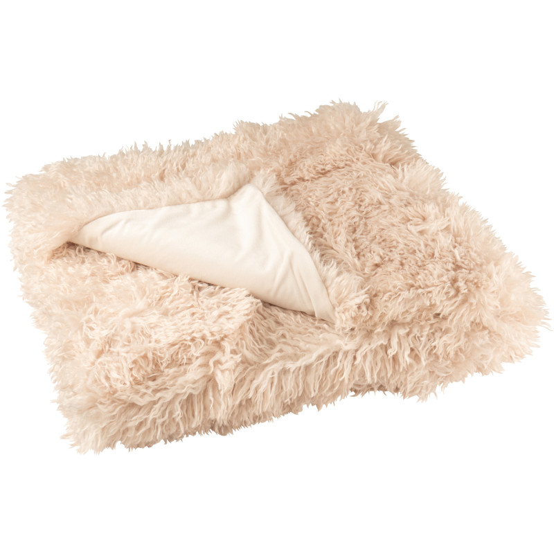 Plaid original Poils longs 130x180 en Tissu Beige Moutie - 1