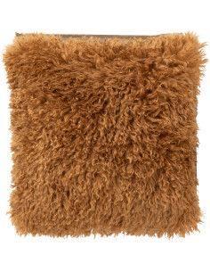 Coussin original Poils longs Carré 45x45 en Tissu Marron camel Moutie - 1