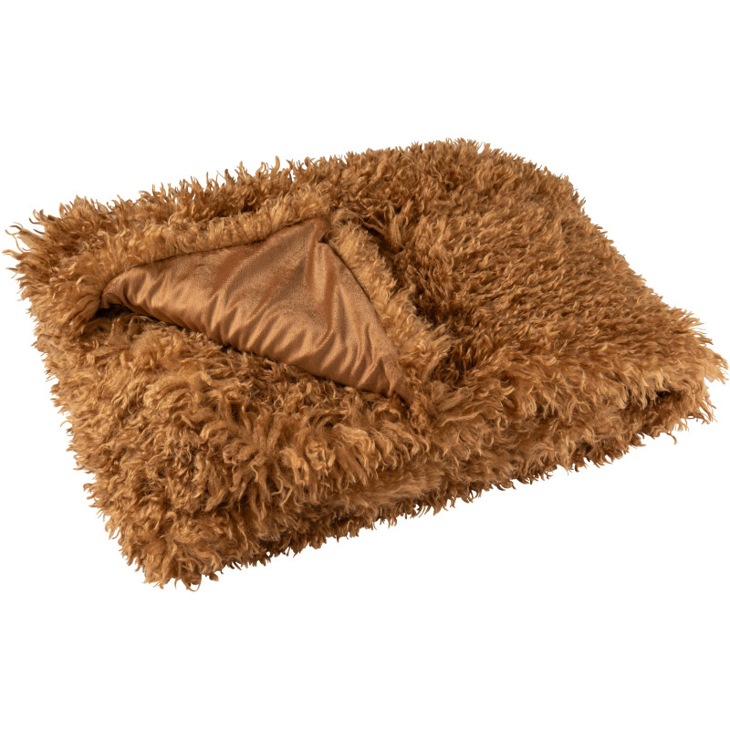 Plaid original Poils longs 130x180 en Tissu Marron camel Moutie - 1