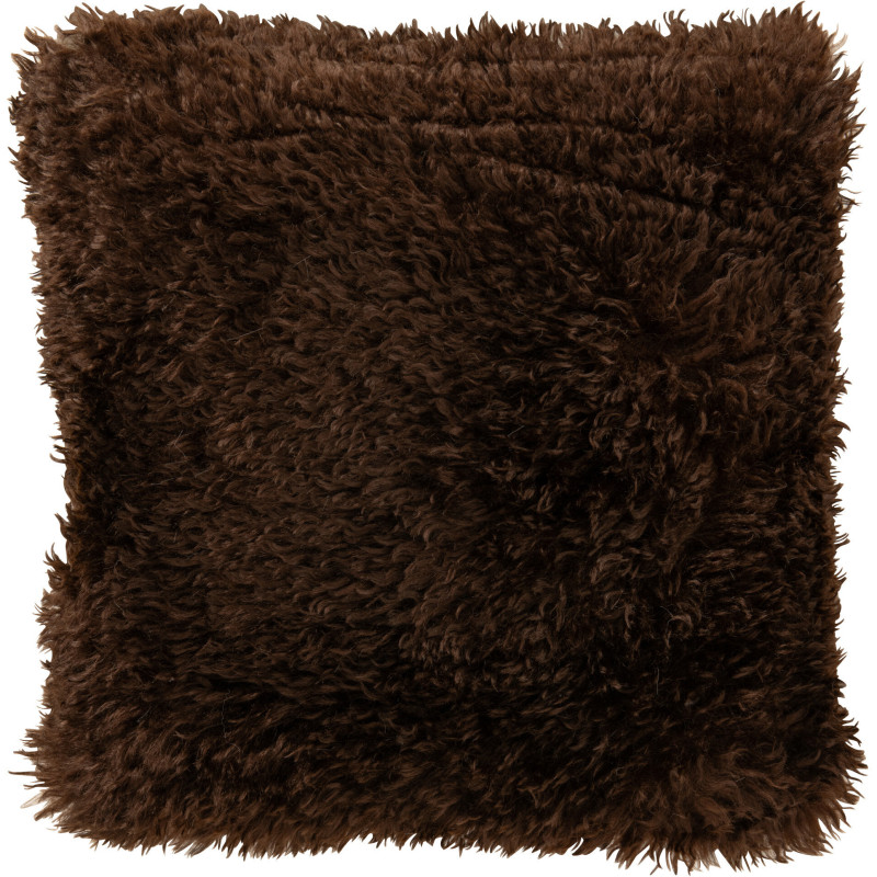 Coussin original Poils longs Carré 45x45 en Tissu Marron foncé Moutie - 1