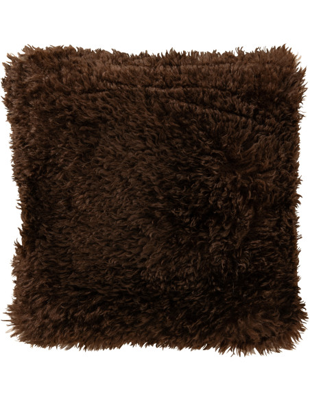 Coussin original Poils longs Carré 45x45 en Tissu Marron foncé Moutie - 1