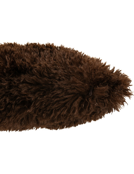 Coussin original Poils longs Carré 45x45 en Tissu Marron foncé Moutie - 2