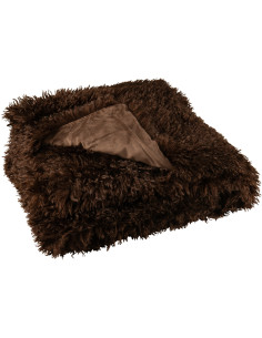 Plaid original Poils longs 130x180 en Tissu Marron foncé Moutie - 1