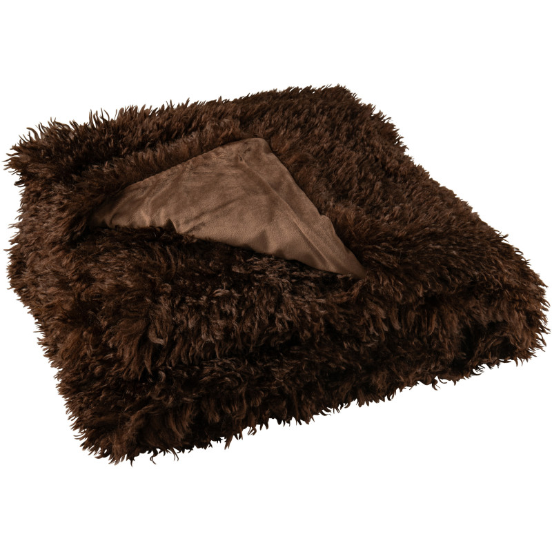 Plaid original Poils longs 130x180 en Tissu Marron foncé Moutie - 1