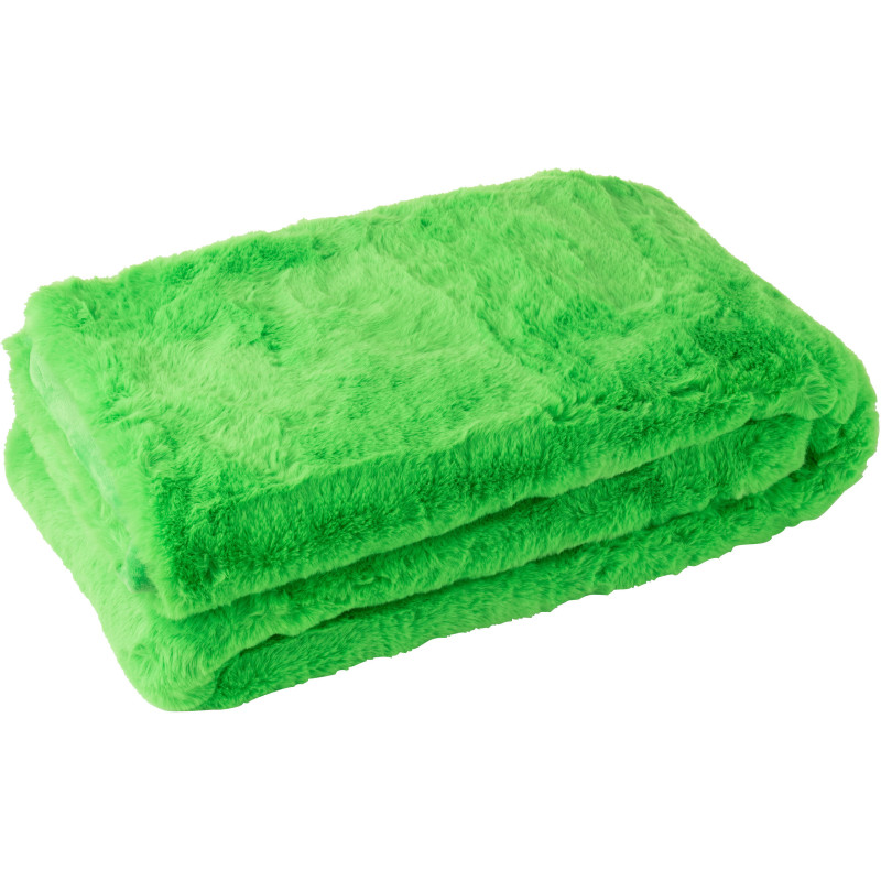 Plaid original Poils longs 130x180 en Tissu Vert fluo Moutie - 2