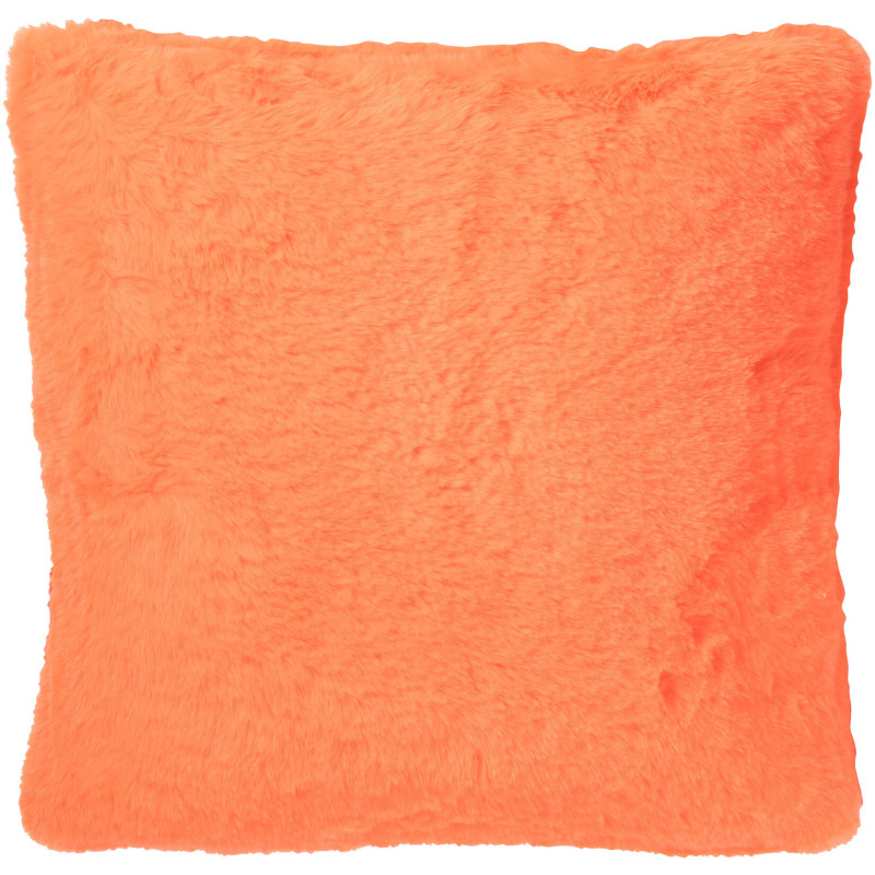 Coussin original Poils longs Carré 45x45 en Tissu Rouge fluo Moutie - 1