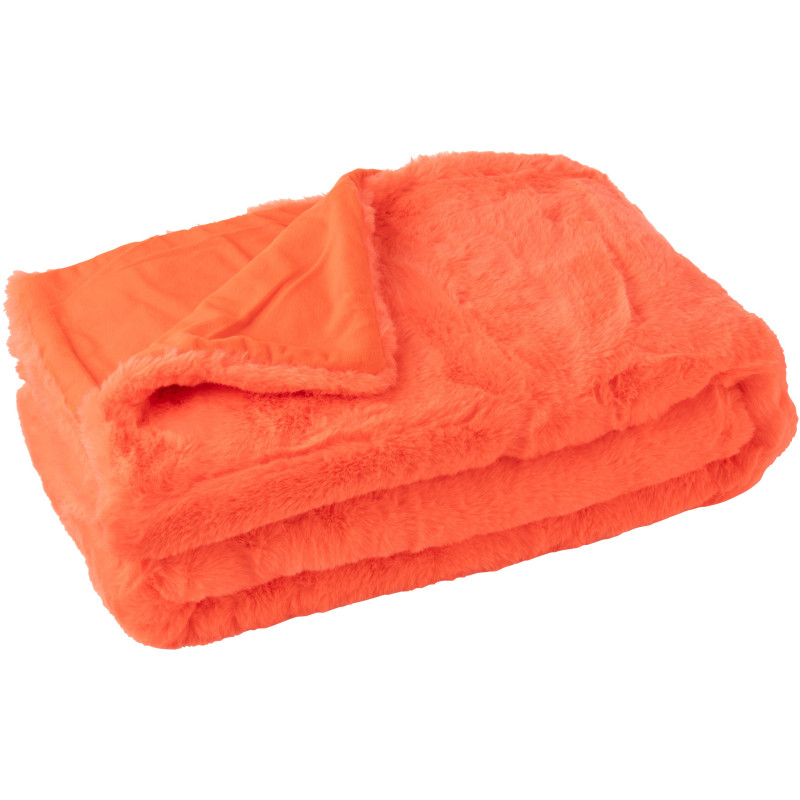 Plaid original Poils longs 130x180 en Tissu Rouge fluo Moutie - 1