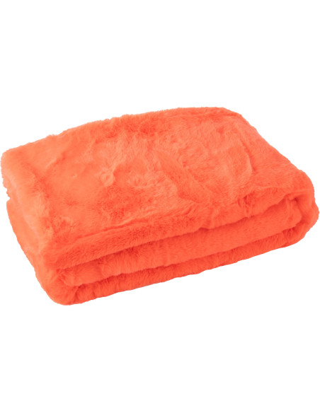 Plaid original Poils longs 130x180 en Tissu Rouge fluo Moutie - 2