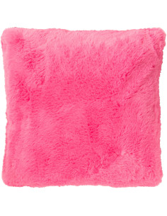 Coussin original Poils longs Carré 45x45 en Tissu Rose fluo Moutie - 1
