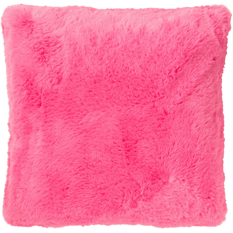 Coussin original Poils longs Carré 45x45 en Tissu Rose fluo Moutie - 1