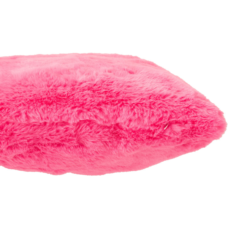 Coussin original Poils longs Carré 45x45 en Tissu Rose fluo Moutie - 2